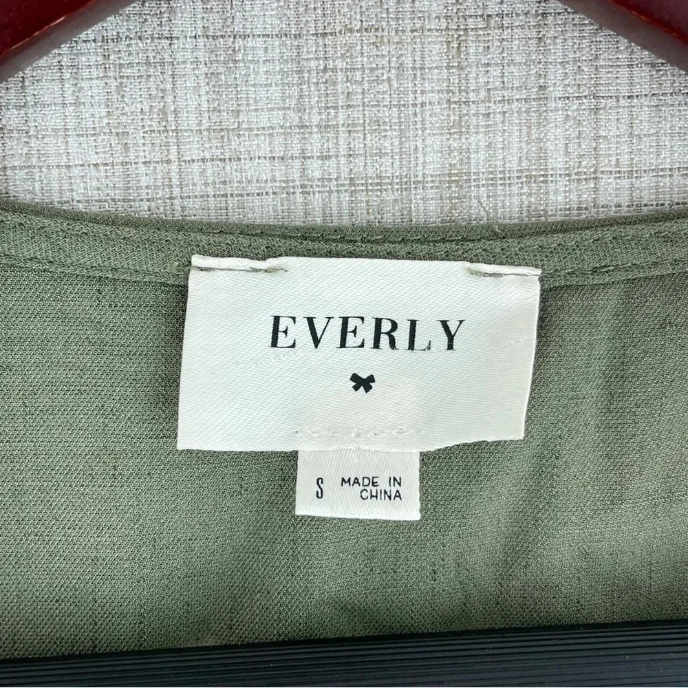 Everly Womens Size 2 fit flare button down green dress 2846 - Picture 3 of 8